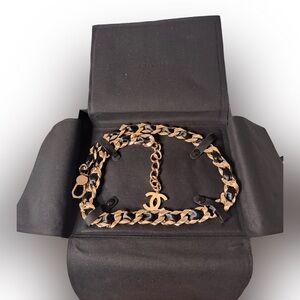 Chanel 2008 Black Satin Braid Woven Chain Link Belt/ Necklace EUC